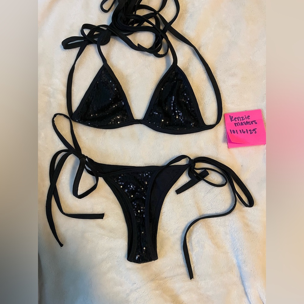 Black Sequin Bikini Set